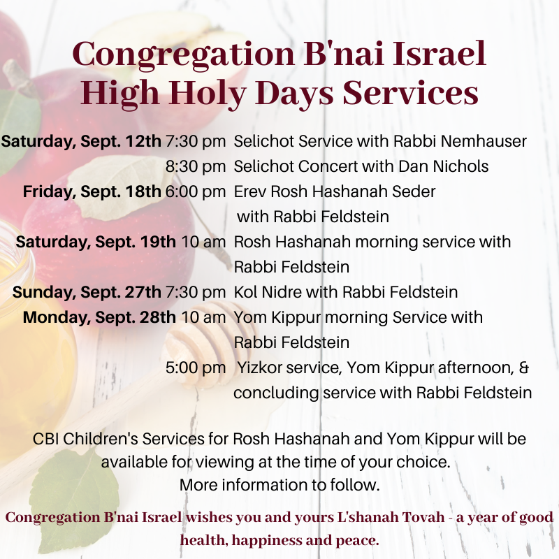 High holy days services 2020v2 - Congregation B'nai Israel
